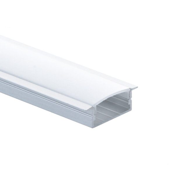 EuroSpot Προφίλ Αλουμινίου Χωνευτό Ασημί Για Led Ταινίες L=2m 30.3x9.8mm NW=21mm Γαλακτερό Κάλυμμα
