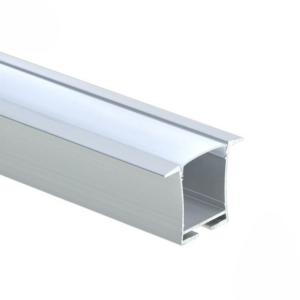 EuroSpot Προφίλ Αλουμινίου Χωνευτό Ασημί Για Led Ταινίες L=2m 36x28mm NW=19mm Γαλακτερό Κάλυμμα