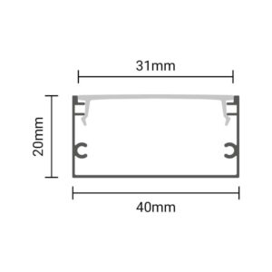 EuroSpot Προφίλ Αλουμινίου Ασημί Για Led Ταινίες L=2m 40x20mm NW=31mm Γαλακτερό Κάλυμμα