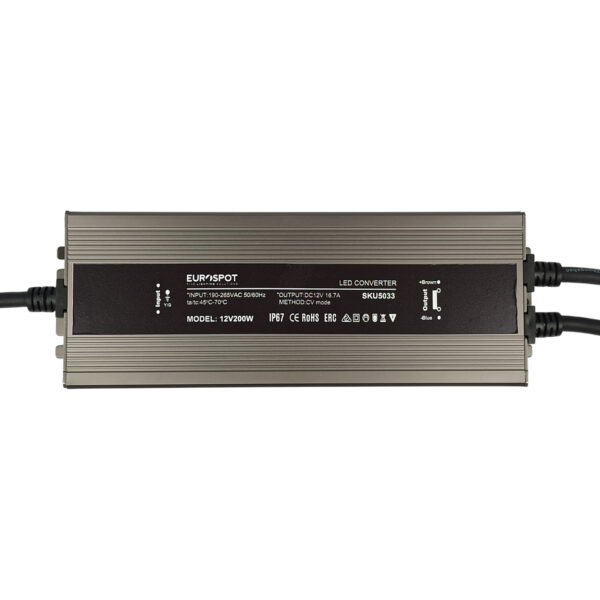 Eurospot Στεγανό IP67 Τροφοδοτικό Led Αλουμινίου 12V 200W