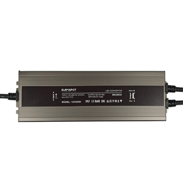 Eurospot Στεγανό IP67 Τροφοδοτικό Led Αλουμινίου 12V 300W