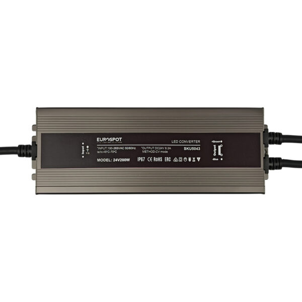 Eurospot Στεγανό IP67 Τροφοδοτικό Led Αλουμινίου 24V 200W