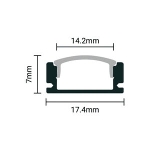 EuroSpot Προφίλ Αλουμινίου Ασημί Ταινίας Led L=2m 17.4x7mm NW=12.4mm με Γαλακτερό Κάλυμμα