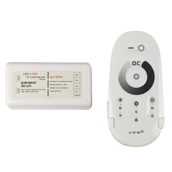 EuroSpot Led Kit Controller+ Λευκό Remote RF 2.4GHz για Μονόχρωμη Ταινία DC: 12-24V